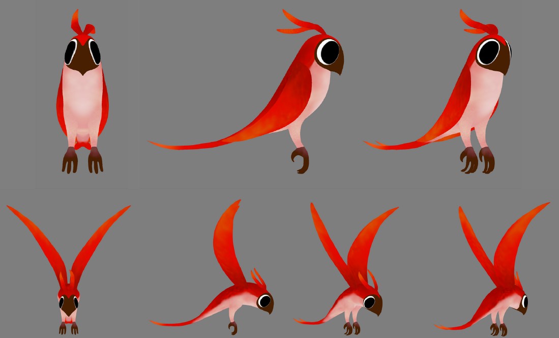 turn 3d des oiseaux en vol et assis