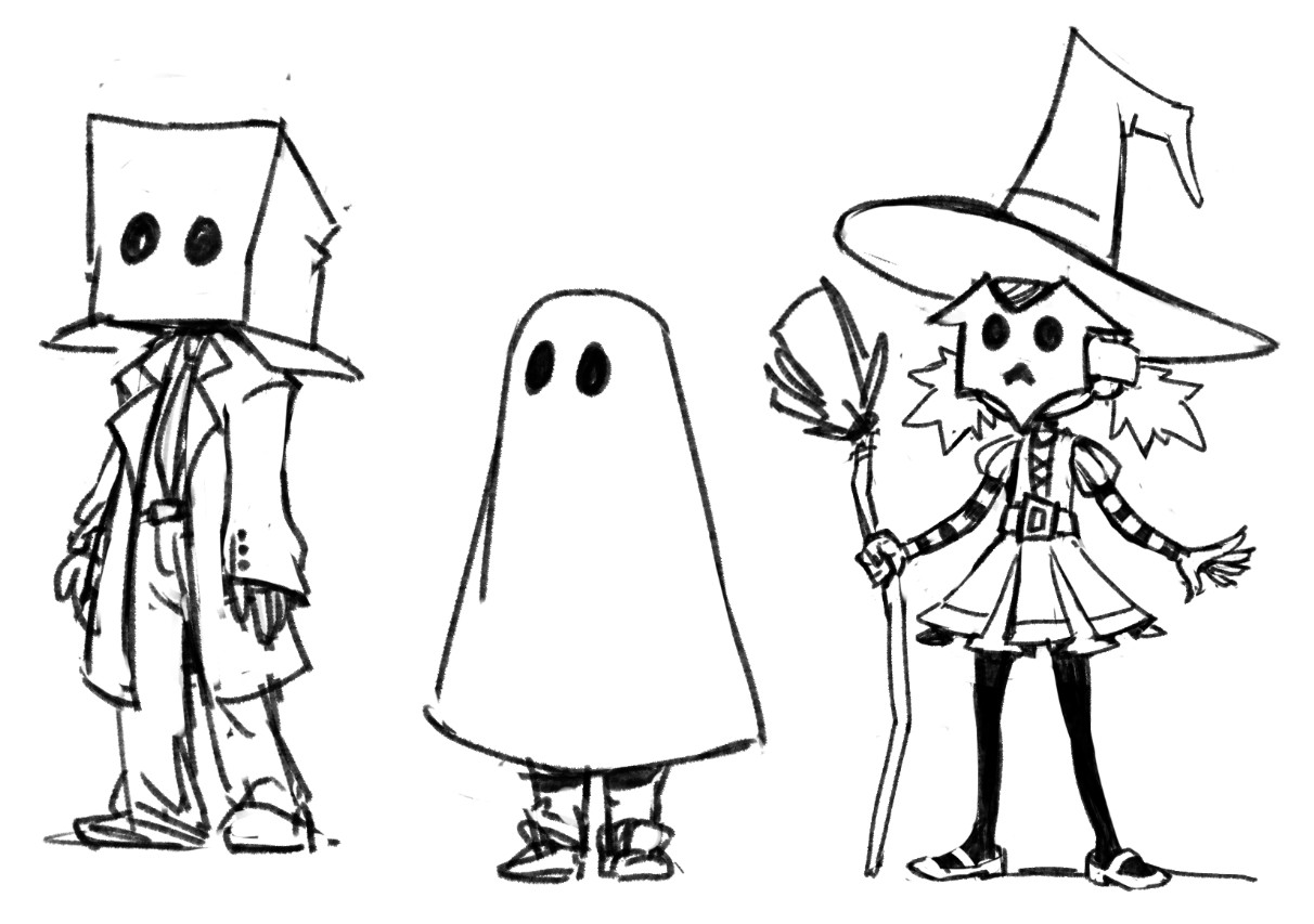 line-up of the three supporting characters