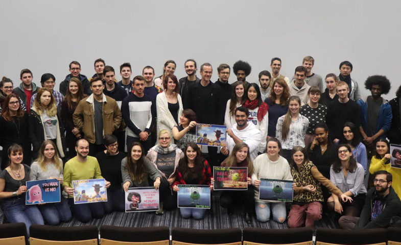 Erik Smitt Pixar en photo avec les étudiants de l'ESMA Toulouse