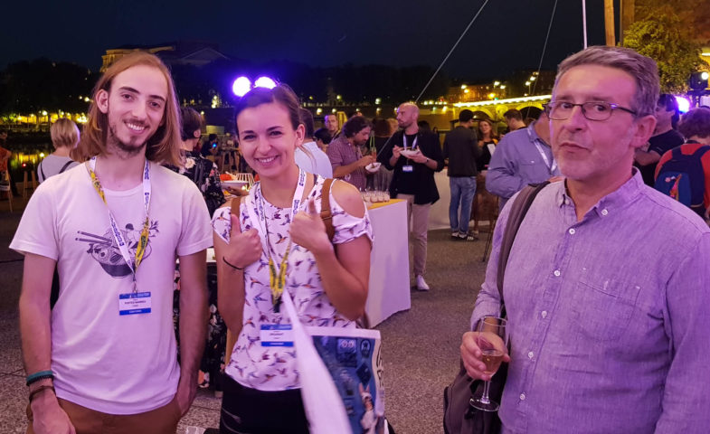 Etudiants accompagnés d'un professeur en soirée au Cartoon Forum Toulouse2019